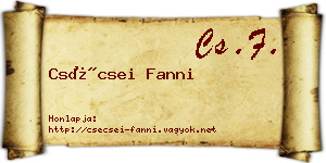 Csécsei Fanni névjegykártya